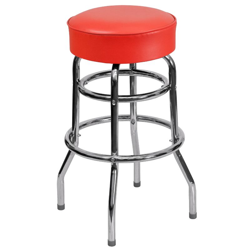 Flash Furniture Double Ring Chrome Barstool, 1 of 13