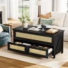WOWLIVE Wood Lift Top Coffee Table with 2 Drawers for Living Room, Central Table with Hidden Compartments - 3 of 4