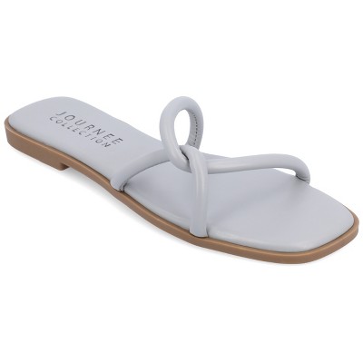 Journee Collection Womens Lauda Vegan Leather Slip On Sandals