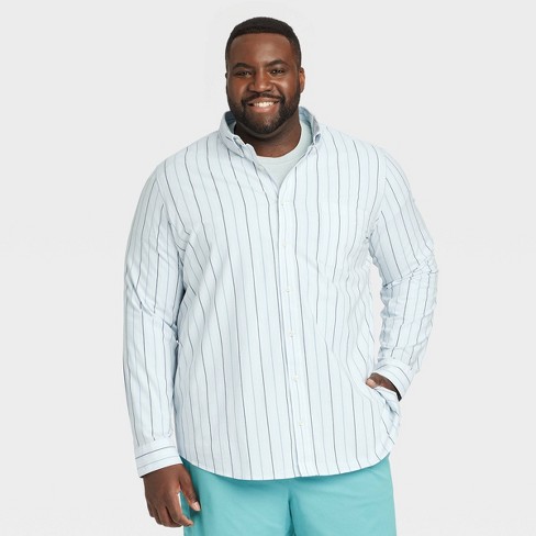 Men's Big & Tall Striped Long Sleeve Slim Fit Button-down Shirt - Goodfellow  & Co™ Blue 4xlt : Target