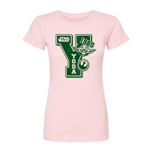 Women's - Star Wars - Yoda Letterman Fitted Graphic T-Shirt - 1 of 2