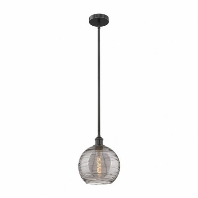 Athens Deco Swirl - 1 Light Stem Hung Mini Pendant In Industrial Style-11.13 Inches Tall and 10 Inches Wide