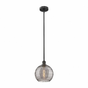 Athens Deco Swirl - 1 Light Stem Hung Mini Pendant In Industrial Style-11.13 Inches Tall and 10 Inches Wide - 1 of 1