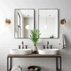 2 Pieces 36 In.H x 24 In.W Aluminum Alloy Fine Edged Right Angled Arch Black Hanging Mirror Frame Wall Mirror - 2 of 4