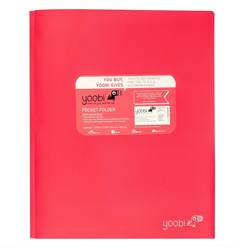 2 Pocket Plastic Folder with Prong Fasteners - Yoobi™, 1 of 7