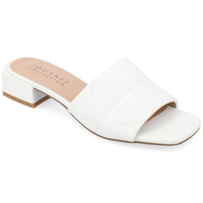 Journee Collection Womens Elidia Slip On Block Heel Vegan Leather Sandals