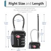 Fosmon Cable TSA Approved Luggage Lock, Open-Alert Combination Padlock for Travel, Combo TSA Lock for Luggage, Suitcase, Backpack, Bag - Black - 4 of 4