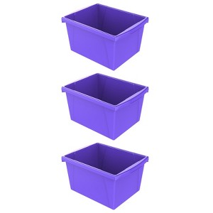 Storex 4 Gallon Storage Bin, Purple, Pack of 3 - 1 of 1