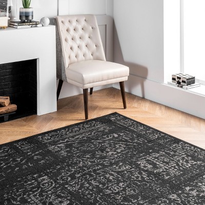 Arlena Black 4' x 6' Synthetic Stain-Resistant Area Rug