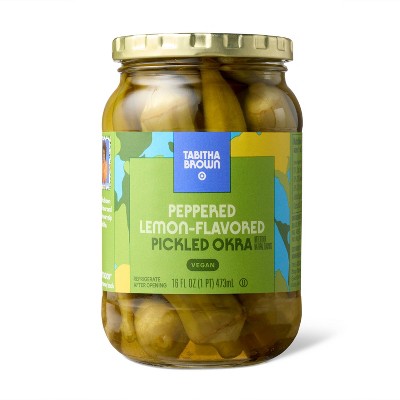 Vegan Peppered Lemon-flavored Pickled Okra - 16oz - Tabitha Brown : Target