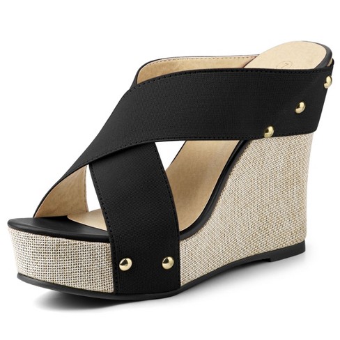 Elegant Black Block Heel Sandals for Women - Sexy Open Toe with Crisscross Straps, High Platform Dress Shoes with Back Zipper, Faux Cover Lining, Fashion Sandals|Skyhigh Heels|Chunky Heel Construction, Stiletto Heels