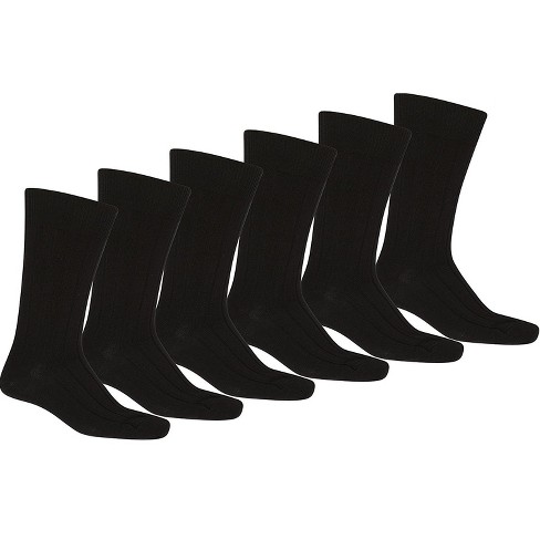 6 Pair Black Solid Dress Socks Classic Style & Comfort - image 1 of 3