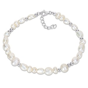 EVERLY JEWELRY | Sterling Silver 4-6.5mm Cultured Freshwater Pearl and Bead Bracelet - 7.25 in - 1 of 4