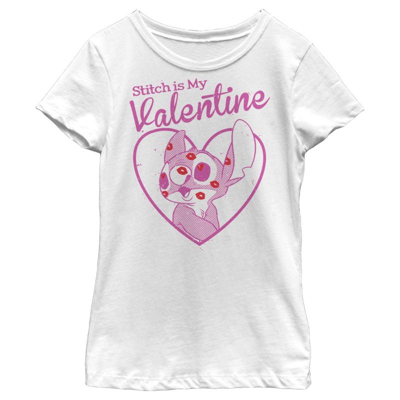 Girl's Lilo & Stitch Stitch Is My Valentine T-Shirt, 1 of 5