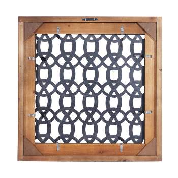 Wood Geometric Trellis Cutout Wall Decor Set of 4 Brown - Olivia & May