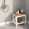 Costway 2-Tier Heavy Duty Waterproof HDPE Shower Bench Stool with Bottom Storage Shelf Off  White & Brown - image 2 of 4