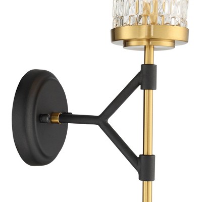 Black and Brass Cylinder Glass Vanity Wall Sconce