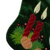 Northlight 20" Dark Green and Burgundy Candle and Pine Cone Velveteen Christmas Stocking - 3 of 4