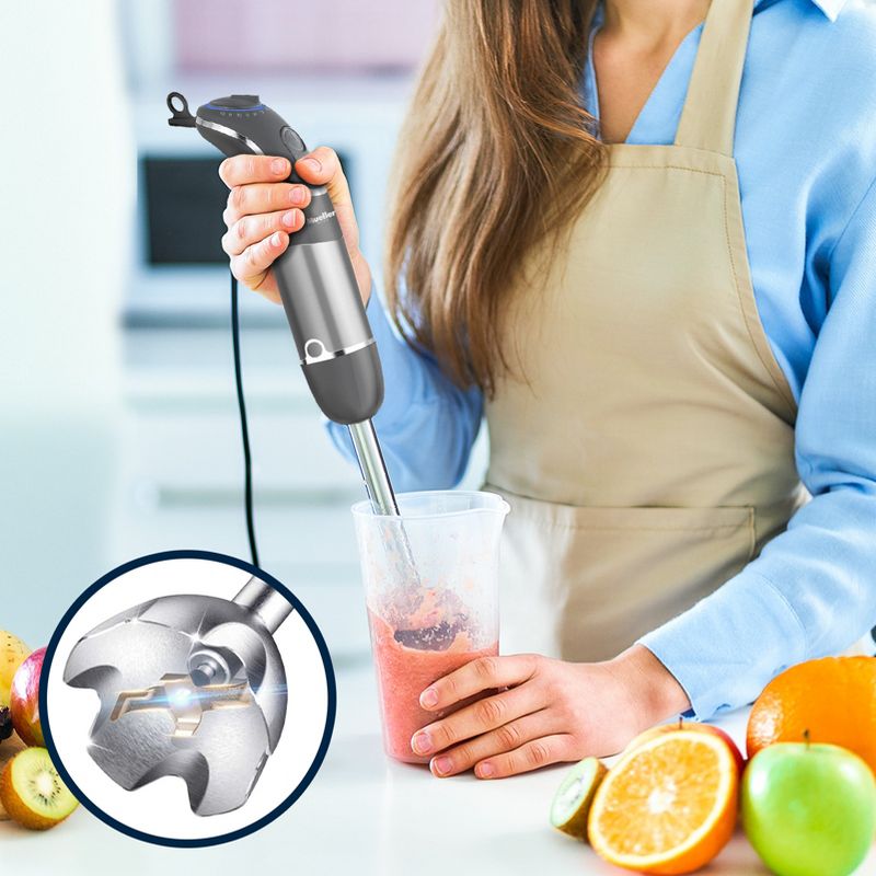 Mueller Hand Blender, 800W 12 Speed and Turbo Mode - Silver, 3 of 11