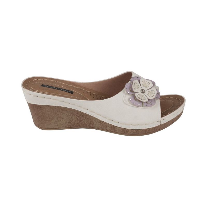GC Shoes Naples Flower Comfort Slide Wedge Sandals, 2 of 6