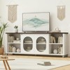 COZONY 63 Inch TV Stand Entertainment Center with Rattan Doors Adjustable Shelf Media Console Iron Feet - 3 of 4
