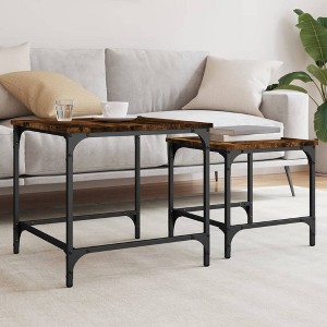 vidaXL Nesting Coffee Tables 2 pcs Smoked Oak Engineered Wood - 1 of 4