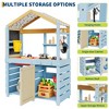 Kids Wooden Mud Table Kitchen Pretend Play Set with Hanging Hooks Storage Shelves Single-Door Cabinet Faucet Sink Stove, Suitable for Kids Over 3+ - 4 of 4