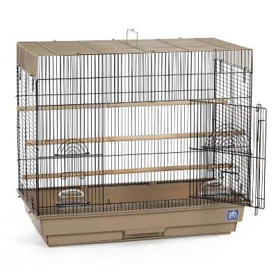 Large Black and Brown Wire Mesh Bird Cage with Plastic Base