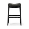 Maven Lane Sophia Backless Bar Stool In Aged Black Finish with Charcoal Black Vegan Leather - 2 of 4