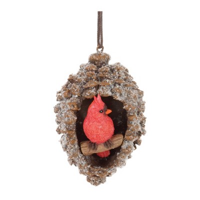Melrose Pinecone Cardinal Ornament (Set of 6)