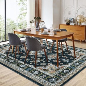Whizmax Washable Traditional Medallion Border Area Rug, Vintage Indoor Rug, Ultra-Thin Floor Carpet for Living Room - 1 of 4