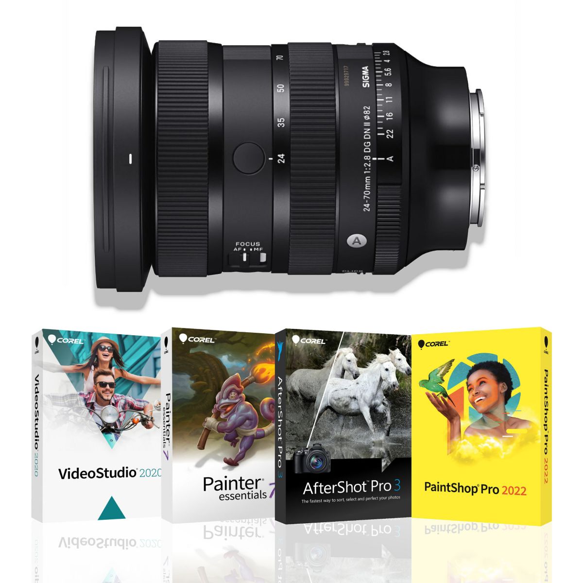 Sigma 24-70MM F2.8 DG DN II ART Lens, Sony E Mount + Corel Software Bundle of 4 Softwares OEM Photo, Video, and Art Software Suite