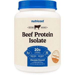 Nutricost Beef Protein Isolate Powder Chocolate (2 Pounds) - 20 Grams Protein Per Serving, GMO-Free + Gluten-Free - 1 of 4