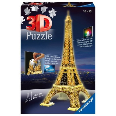 Eiffel Tower Night Edition 3D Puzzle with LED Lights
