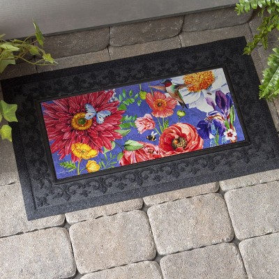 Colorful Floral Rubber Outdoor Fall Doormat 22" x 10"