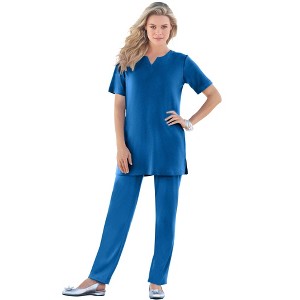 Roaman's Plus Size Soft Knit Tunic With Notch Neckline - 1 of 4