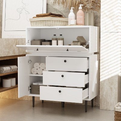 FUFU&GAGA White Storage Nightstand Robot Styling