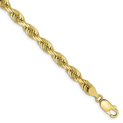 Black Bow Jewelry 5mm 10k Yellow Gold D/C Quadruple Rope Chain Bracelet, 8 Inch