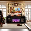 70" Farmhouse TV Stand with 36" Electric Fireplace, LED Lights & Storage for TVs Up to 80", Remote-Controlled - 3 of 4