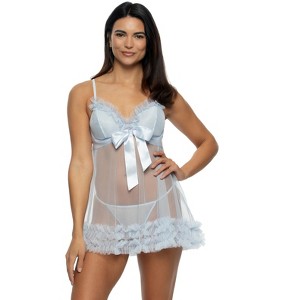 Felina - Veil Tulle Ruffle Babydoll & Mesh G-String Lingerie Set - 1 of 1