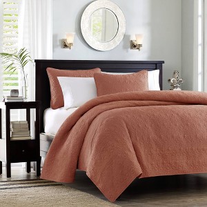 Madison Park 3pc King/California King Vancouver Reversible Quilt Set Clay Pink - 1 of 4