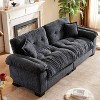 91.5"Chenille Deep Seat Sofa Couch with 2 Throw Pillows-Morden Fort - 3 of 4