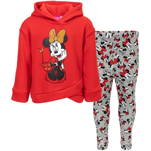 Mickey Mouse & Friends Minnie Mouse Big Girls Fleece Hoodie and Leggings  Outfit Set Red 14-16