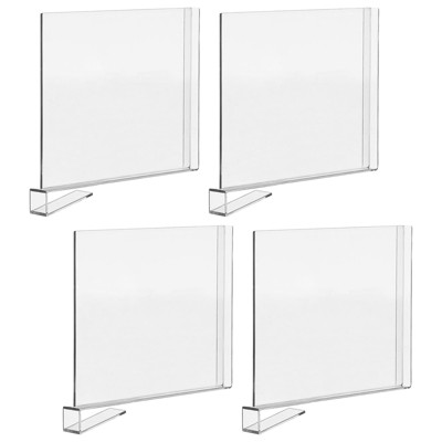 mDesign Plastic Shelf Dividers with Clip Attachment for Closets - 4 Pack - Clear
