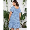 LXT- Women's Plus Size Square Neck Ruffle Sleeve Flowy Floral Summer Midi Dress with Pockets - 2 of 4