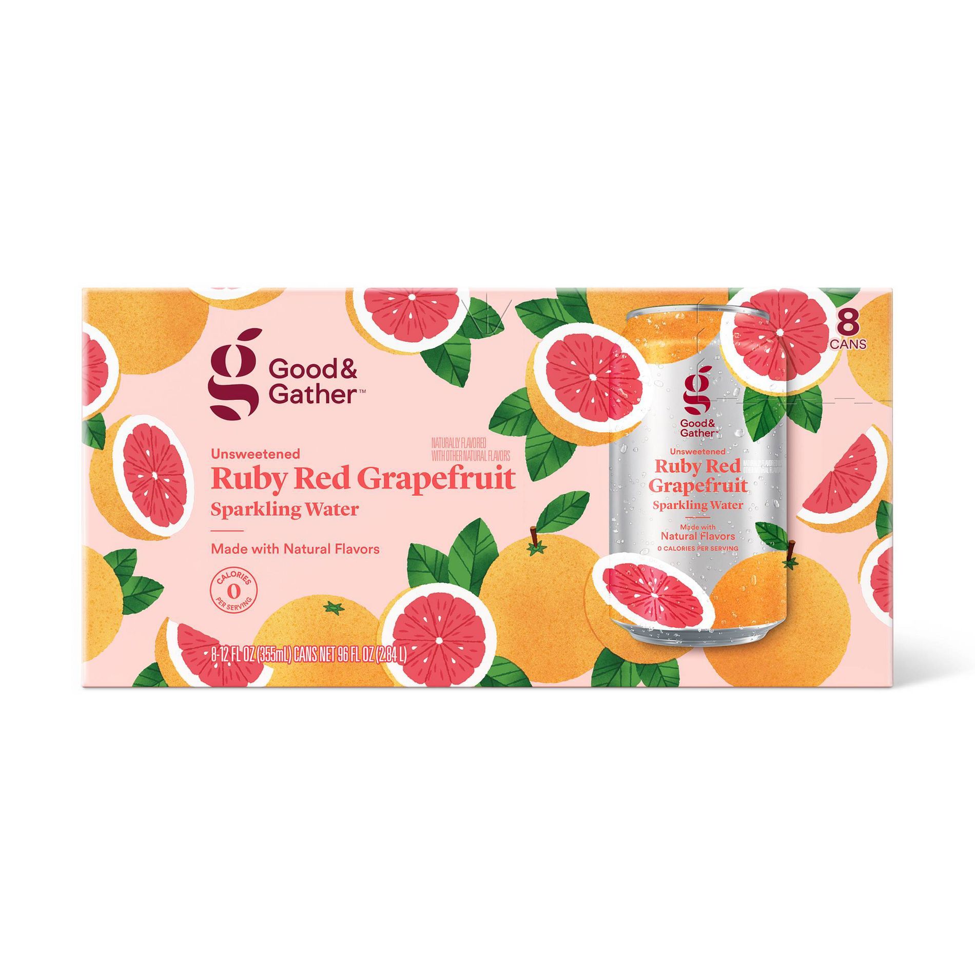 Ruby Red Grapefruit Sparkling Water Unsweetened - 8pk/12 fl oz Good & Gather™