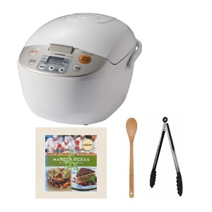 Zojirushi Micom Rice Cooker and Warmer (10-Cup) with Cookbook, Spoon and Tongs - 1 of 4