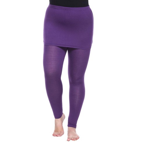 Women's Plus Size Skirted Leggings Purple 2X - White Mark