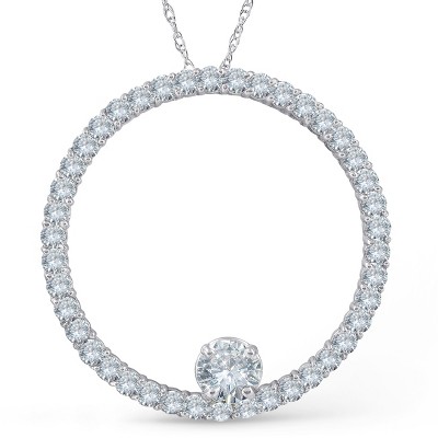 Pompeii3 1 1/2ct Circle Of Life Diamond Pendant 14K White Gold