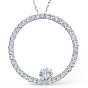 Pompeii3 1 1/2ct Circle Of Life Diamond Pendant 14K White Gold - 1 of 4